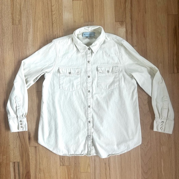 TUCKERNUCK ivory steele denim button down shirt pearl snap western cotton size L - Picture 3 of 13